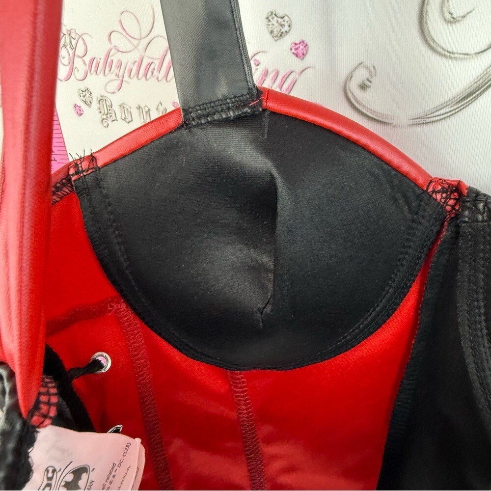DC Batman Red and Black Faux Leather Bustier with Star and Diamond Accents - Picture 10 of 14